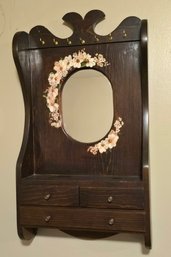 Vintage Hand Painted Jewelry Organizer With Mirror