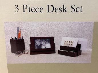 Brand New Wood 3 Piece Desk Set Decor