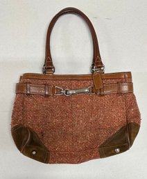 Camel Rose Coach Hamptons Herringbone Purse