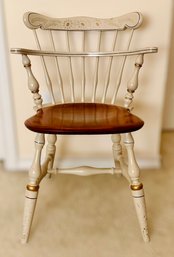 Vintage Ethan Allen Heirloom Comb Back White And Gold Solid Wood Chair