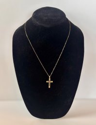 14k Gold Cross Pendent And Necklace