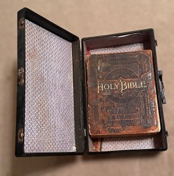 Antique Holy Bible And Antique Trunk