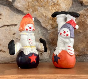 Acrobatic Circus Clown Figurines - Set Of 2