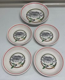 Villa Oliva Pasta Bowl With 4 Serving Bowls - Lot Of 5