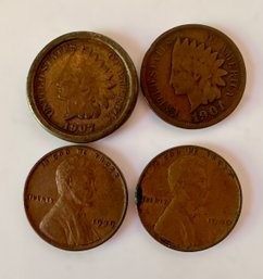 1901, 1907, 1939 And 1940 Wheat Pennies