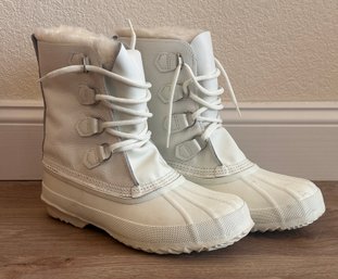 White Leather Sorel Winter Snow Boots - W Size 10