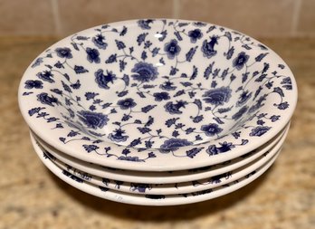 Pier 1 Made In Italy Floral Blue And White Bowls - Set Of 4