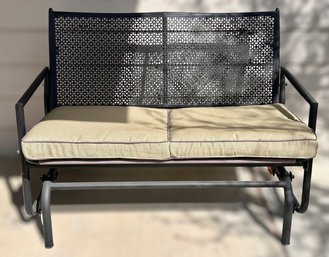 Rocker Patio Bench W/ Green Cushions