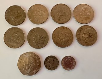 Lot Of Pesos And International Coins