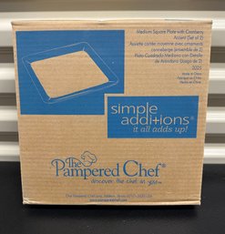 Pampered Chef Medium Square Plate With Cranberry Accent - Set Of 2