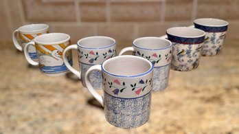 Great Collection Of Blue Tone Coffee Mugs - Set Of 7