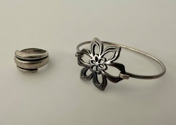 Beautiful Sterling James Avery Floral Bracelet And Ring