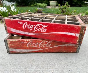 Vintage Coca Cola 24 Bottle Wooden Crates - Lot Of 2