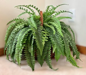 Beautiful Faux Fern Plant In Wicker Basket