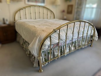 Rainbow Brass King Size Bed Frame W/ Bedding & Skirt