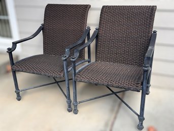 Brown Woven Wicker Patio Chairs - Set Of 2