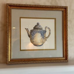 Adorable Teapot Print In Embellished Gold Frame