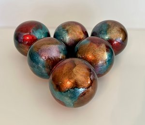 Metallic Ceramic Tabletop Orbs - Set Of 6