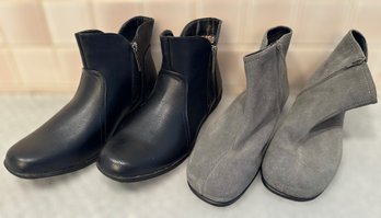 Unworn Black Booties And Grey Suede Booties - Size 10