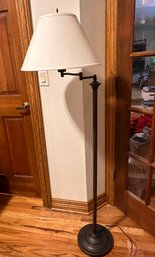 Modern Floor Lamp W/ Cream Shade And Decorative Base