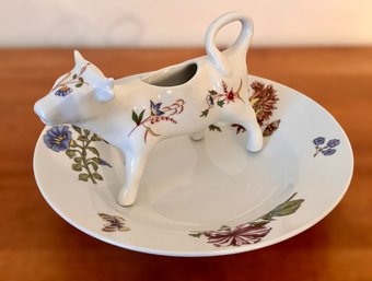 Floral Cow Creamer Dispenser And Bowl By BIA