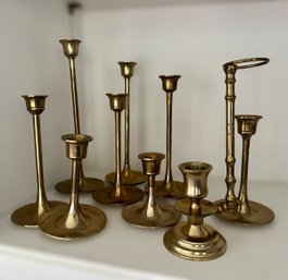 Brass Candle Sticks - Set Of 9