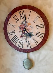 Rustic Roman Numeral Floral Wall Clock