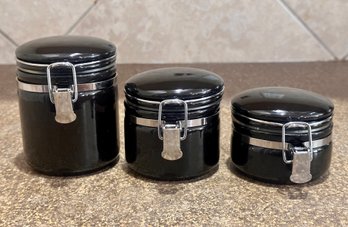 Black Oggi Small Hinged Canisters - Set Of 3