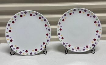 Pampered Chef Dots Dinner Plates - Set Of 2