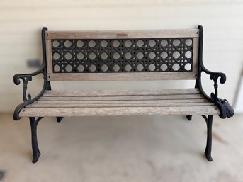 Wood And Wrought Iron Decorative Bench