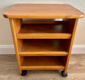 Pine Rolling Shelf Storage Unit