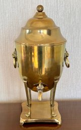 Vintage Brass Tinned Hot Beverage Dispenser W/ Lion Accent