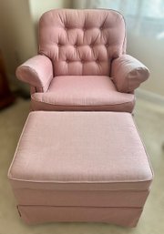 Gorgeous Vintage Pink Sofa Chair W/ Ottoman