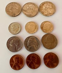Collection Of 1964 Pennies, Nickels, Dimes And Quarters