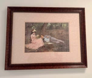 Gorgeous Wood Frame W/ Embellished Lace Trim A Edelfelt Print