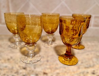 Beautiful Amber In Color Wine Goblets