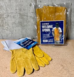 Brand New Leather Welding Apron And Welding Gloves