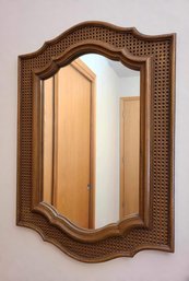 Vintage Resin Faux Wood And Wicker Mirror