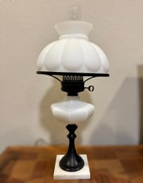 Unique Vintage Hurricane Lamp W/ Stone Base