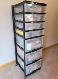 Incredible Collection Of Sewing Materials W/ Drawer Organizing Unit