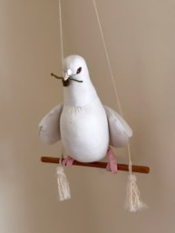 Elegant Perched Dove W/ Twig Hanging Decor