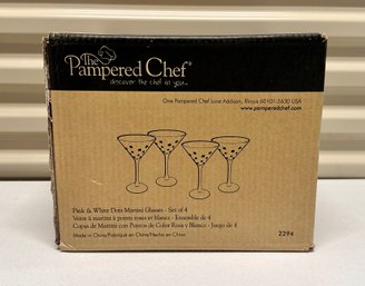 Pampered Chef Pink & White Dots Martini Glasses - Set Of 4