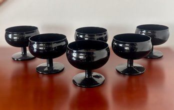 Vintage Black Champagne/ Dessert Glasses - Set Of 6