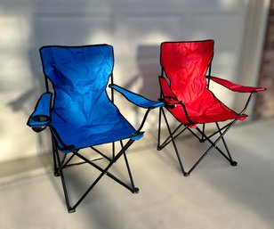 Red And Blue Folding Chairs W/ Cases