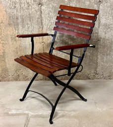 Beautiful Folding Cafe Wood And Metal Arm Chair