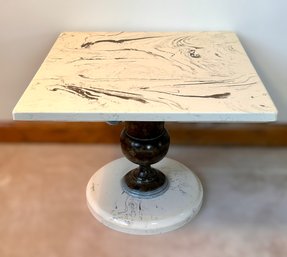 Beautiful Stone MCM End Table W/ Decorative Metal Base