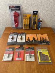 Various Drill Bits & Drill Bit Sharpener - Lot Of 12