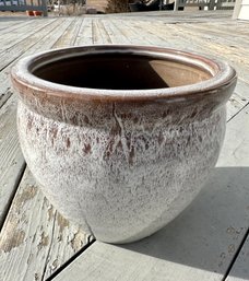 White & Brown Glazed Planter