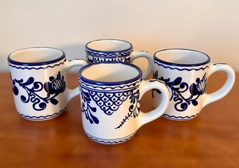 Stunning Hand Painted Made In Hungary Pottery Coffee Mugs