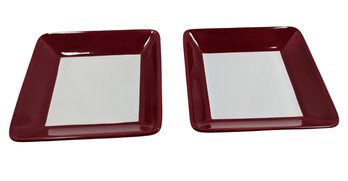 Pampered Chef Small Square With Cranberry Accent - Set Of 2